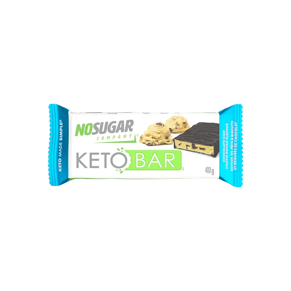 No Sugar Keto Bar Chocolate Chip Cookie Dough 40g