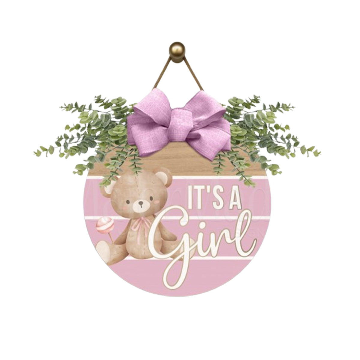 Imagine Design It's a Girl Baby Seasonal Door Hanger, 10"x10"x1/4"