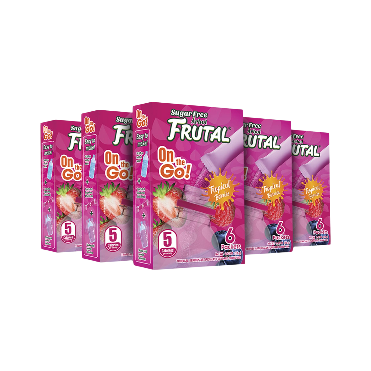 Frutal On-The-Go! | Powdered Drink Mix Tropical Berries Flavored - Sugar Free! – (30 Count of Stick Packs)