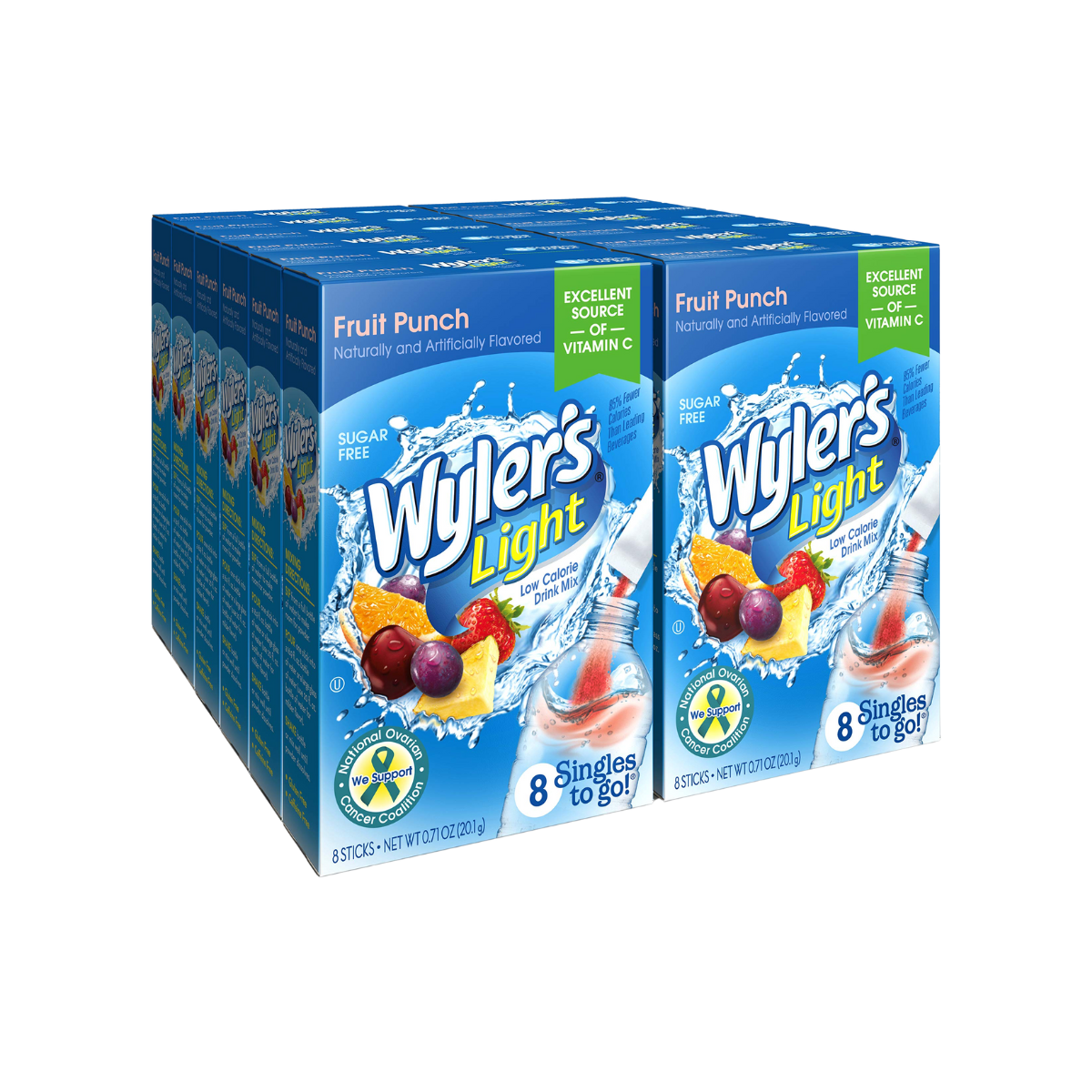 Wyler's Light Singles To Go Powder Packets, Water Drink Mix, Fruit Punch, 8 count/single serving (Pack of 12)