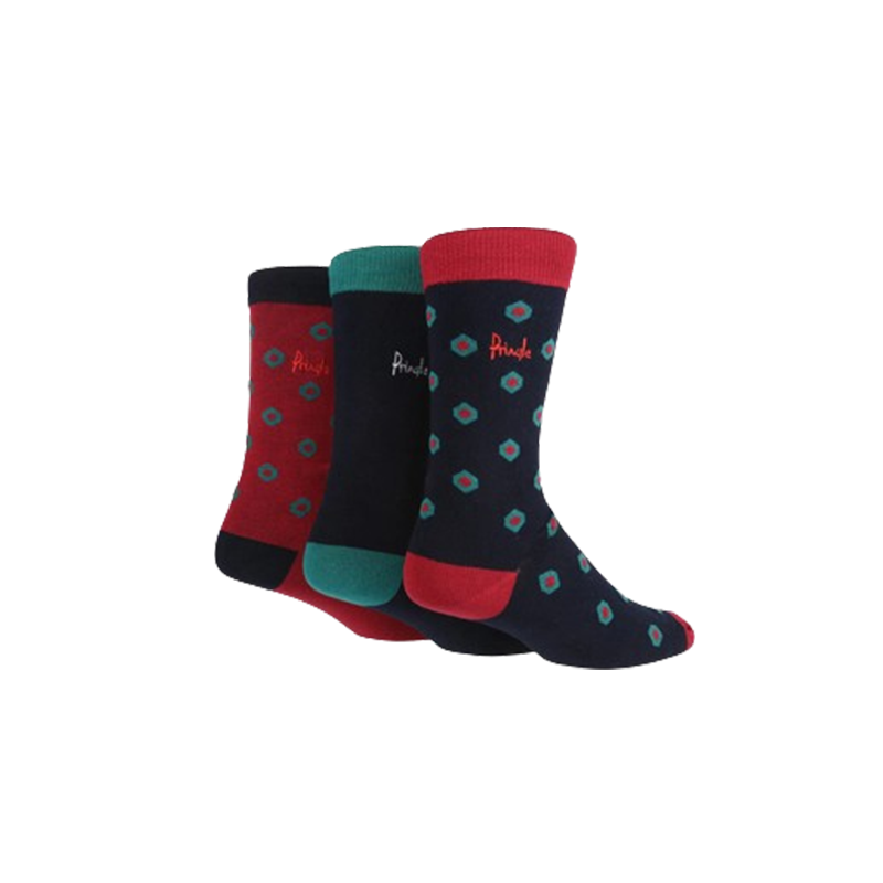 Mens 3 Pair Pringle Bamboo Boot Socks Navy / Red/Green