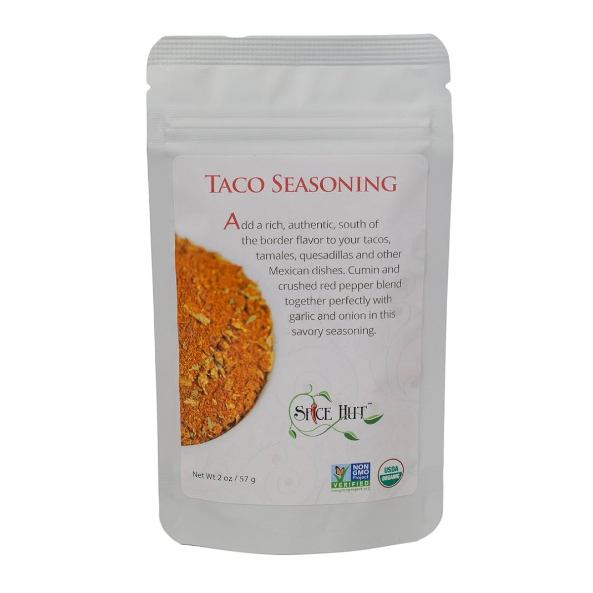 The Spice Hut, Organic Taco Seasoning, Case of 6 Pouches, 2 Ounces / Pouch