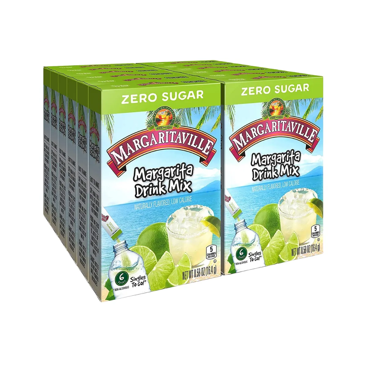 Margaritaville Singles to Go Water Drink Mix - Margarita Flavored, Non-Alcoholic Powder Sticks (12 Boxes with 6 Packets Each - 72 Total Servings), 0.65 Ounce (Pack of 12)