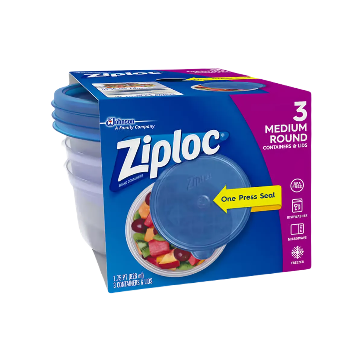 Ziploc Container Medium Round 3Ct