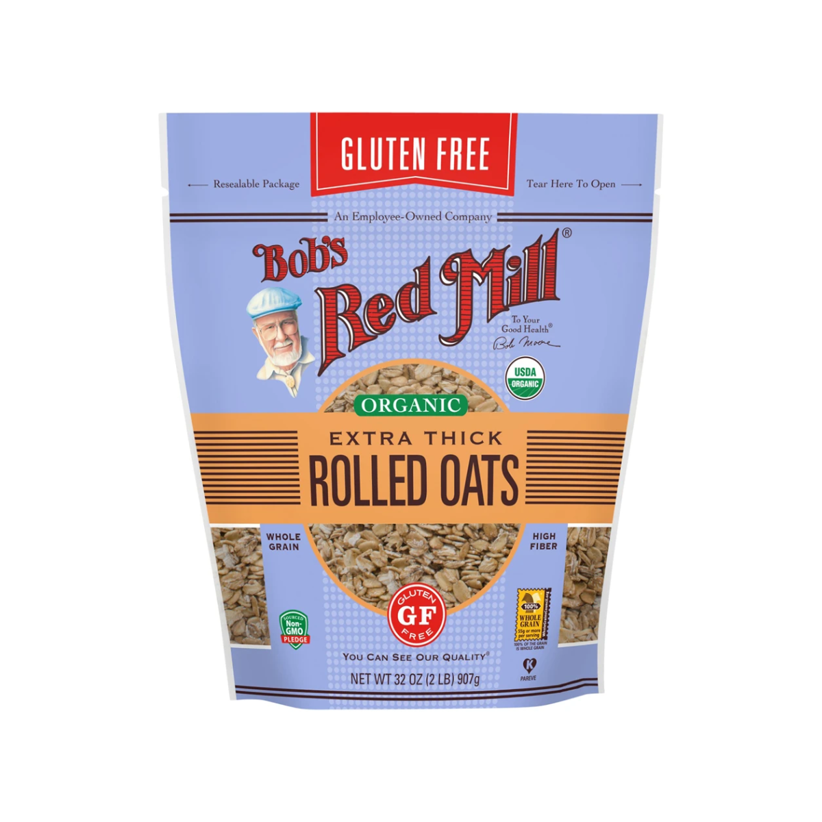 Bob's Red Mill, Organic Thick Rolled Oats Gluten Free, Case Of 4, 32 oz