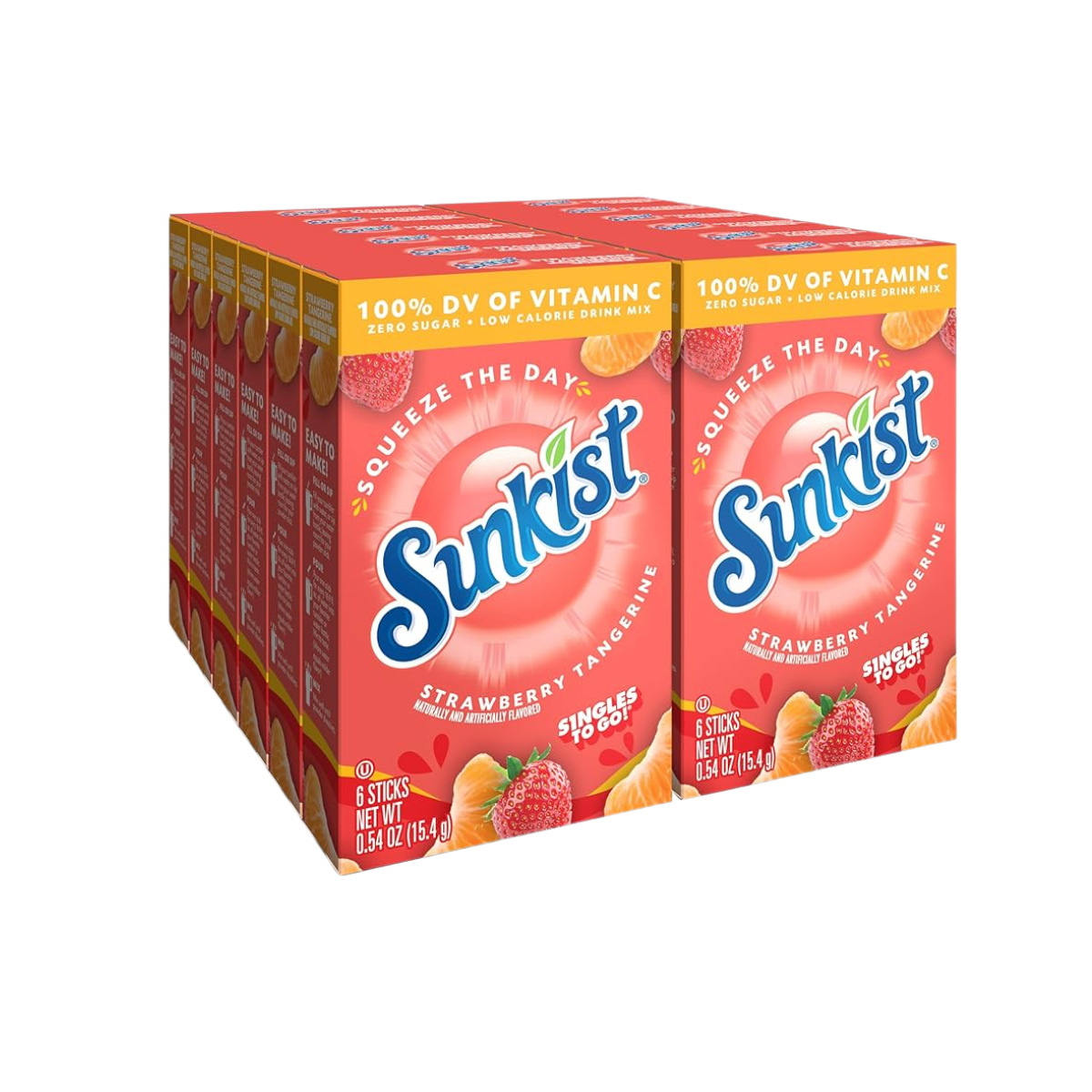 Sunkist Singles to go Drink Mix Packets, Strawberry Tangerine, 6-Count Box – Powdered Drink Packets with Vitamin C