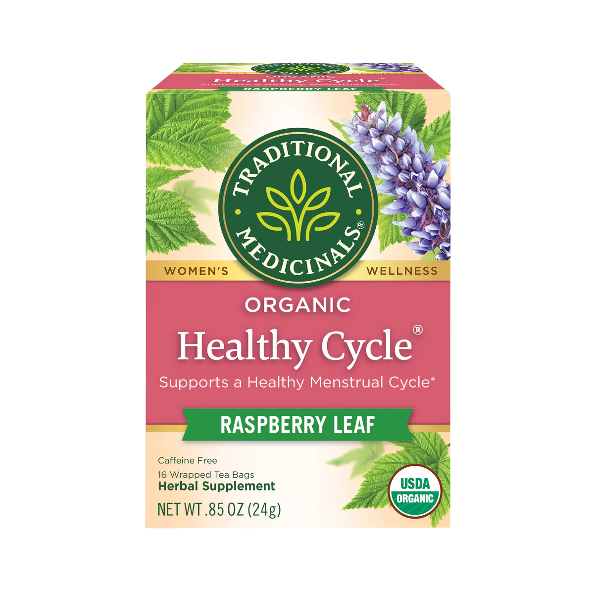 Traditional Medicinals Organic Healthy Cycle Raspberry Leaf Tea 16 count