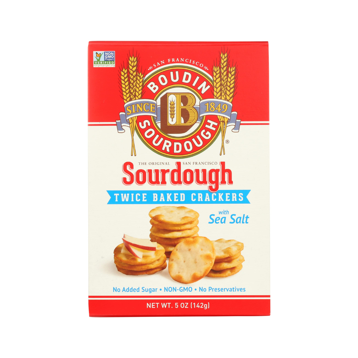 Boudin Sourdough, Twice Baked Sea Salt Crackers, Case Of 12, 5 oz