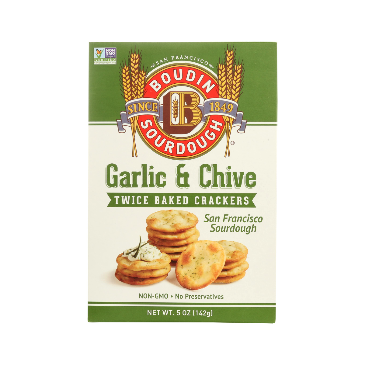 Boudin Sourdough, Garlic and Chive Crackers, Case Of 12, 5 oz