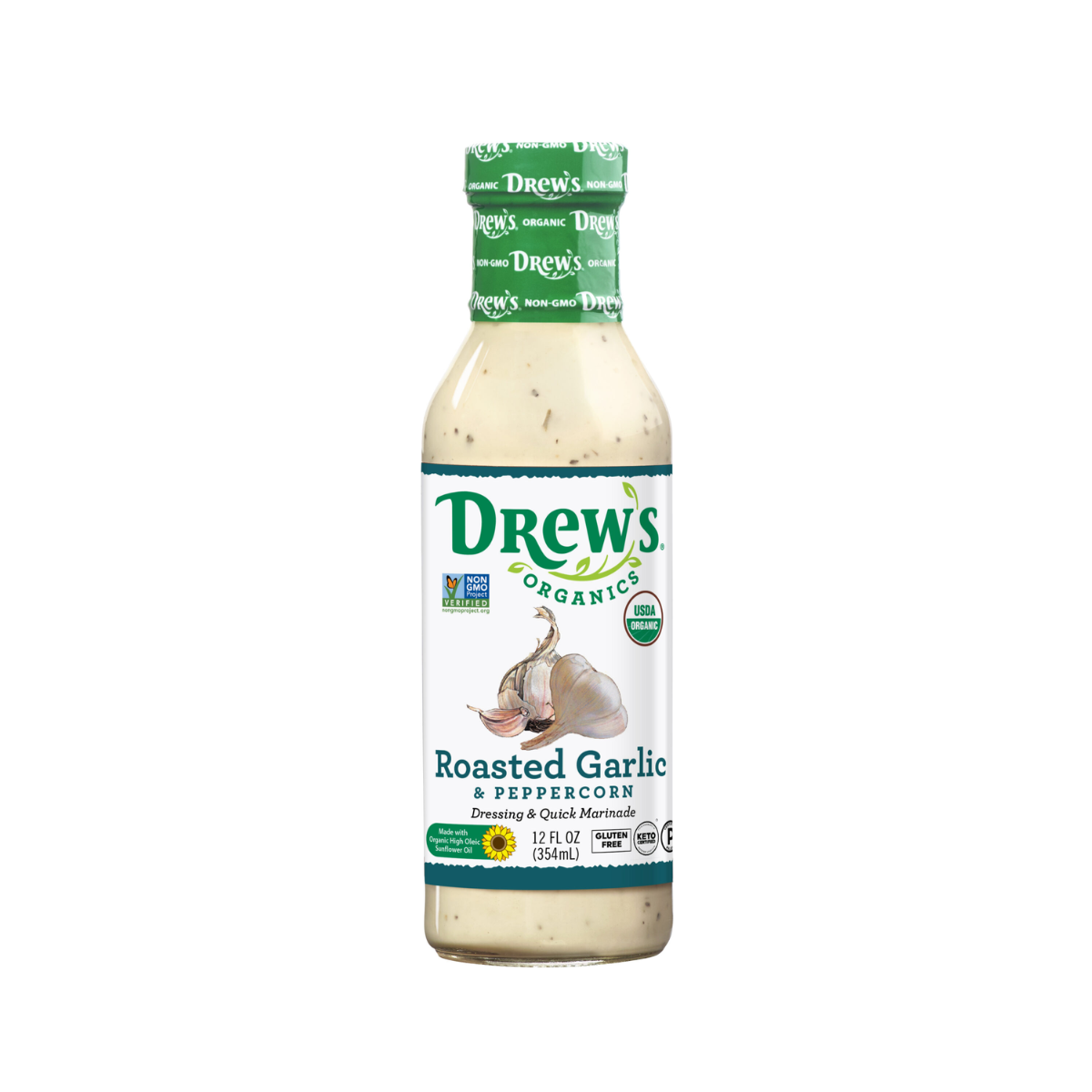 Drew`s Organics, Organic Dressing and Quick Marinade Peppercorn Ranch, Case Of 6, 12 oz