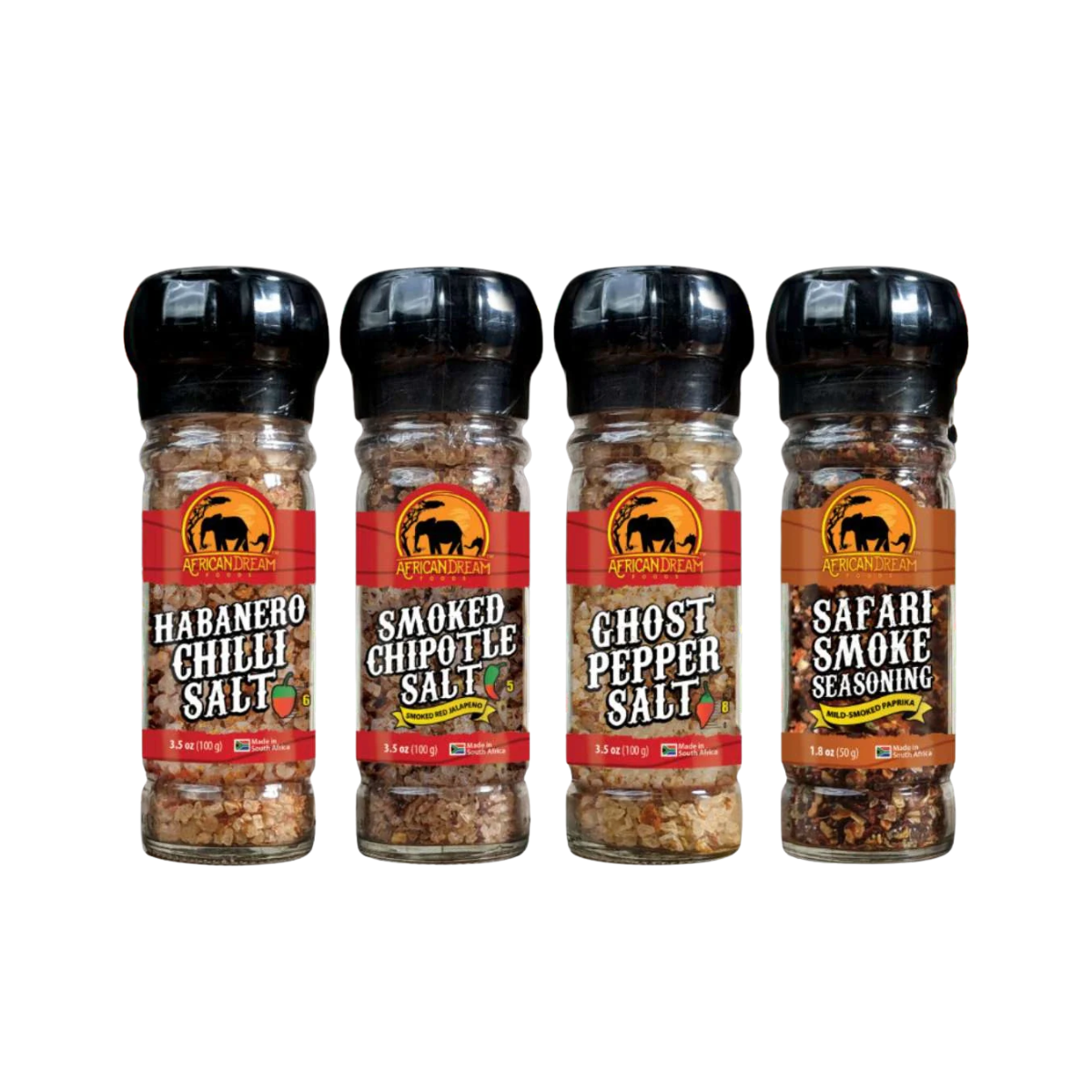 African Dream Foods - African Salt & Seasoning Display Shipper - Mixed Flavors - 8x 6-pack cases - 3.5 oz