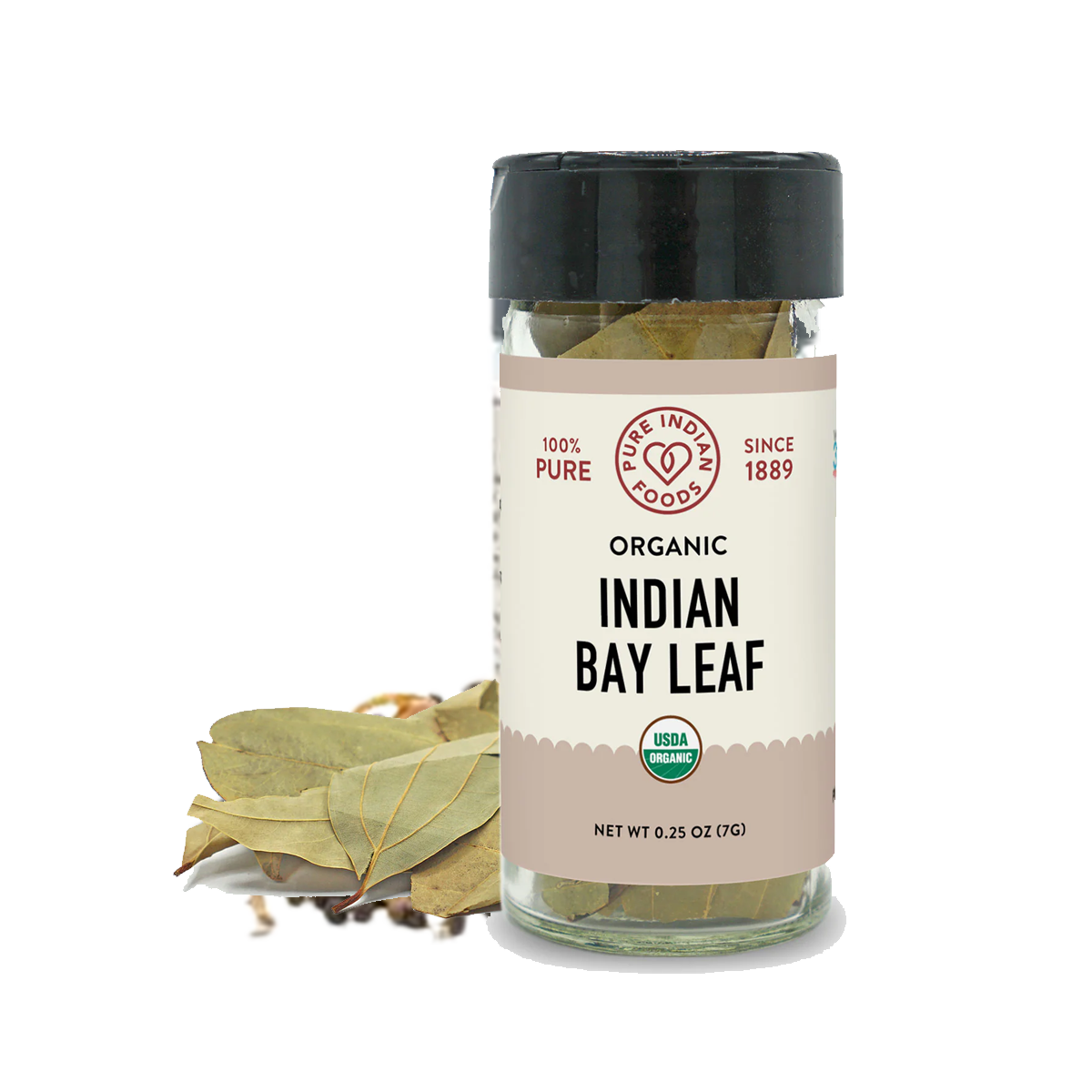 Pure Indian Foods Indian Bay Leaf (Cassia/Tejapatta), Certified Organic - Whole Seasoning Blend Resealable Bag - Case of 12 - 1 oz