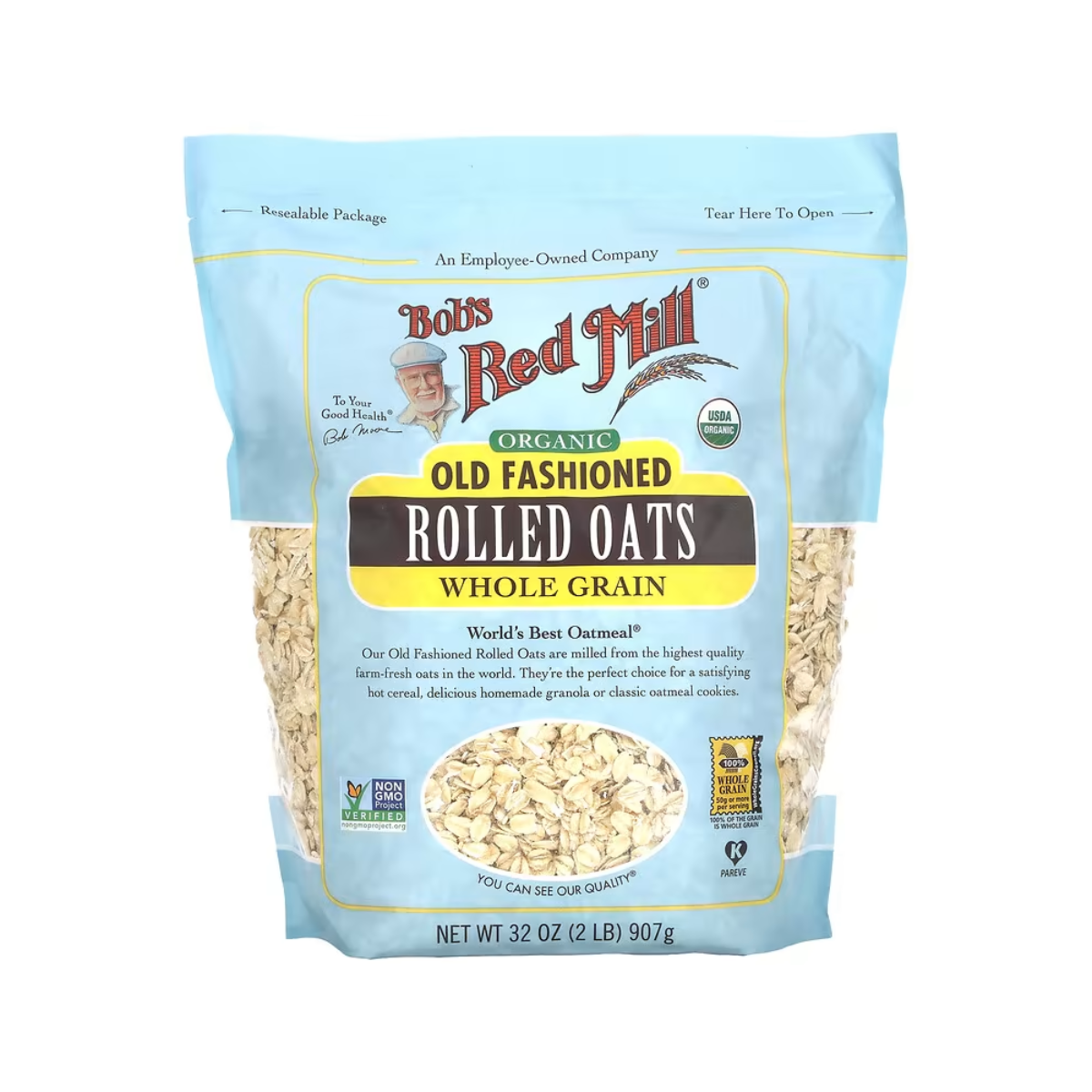 Bob's Red Mill, Oats Organic Old Fashioned Rolled Oats, Case Of 4, 32 oz