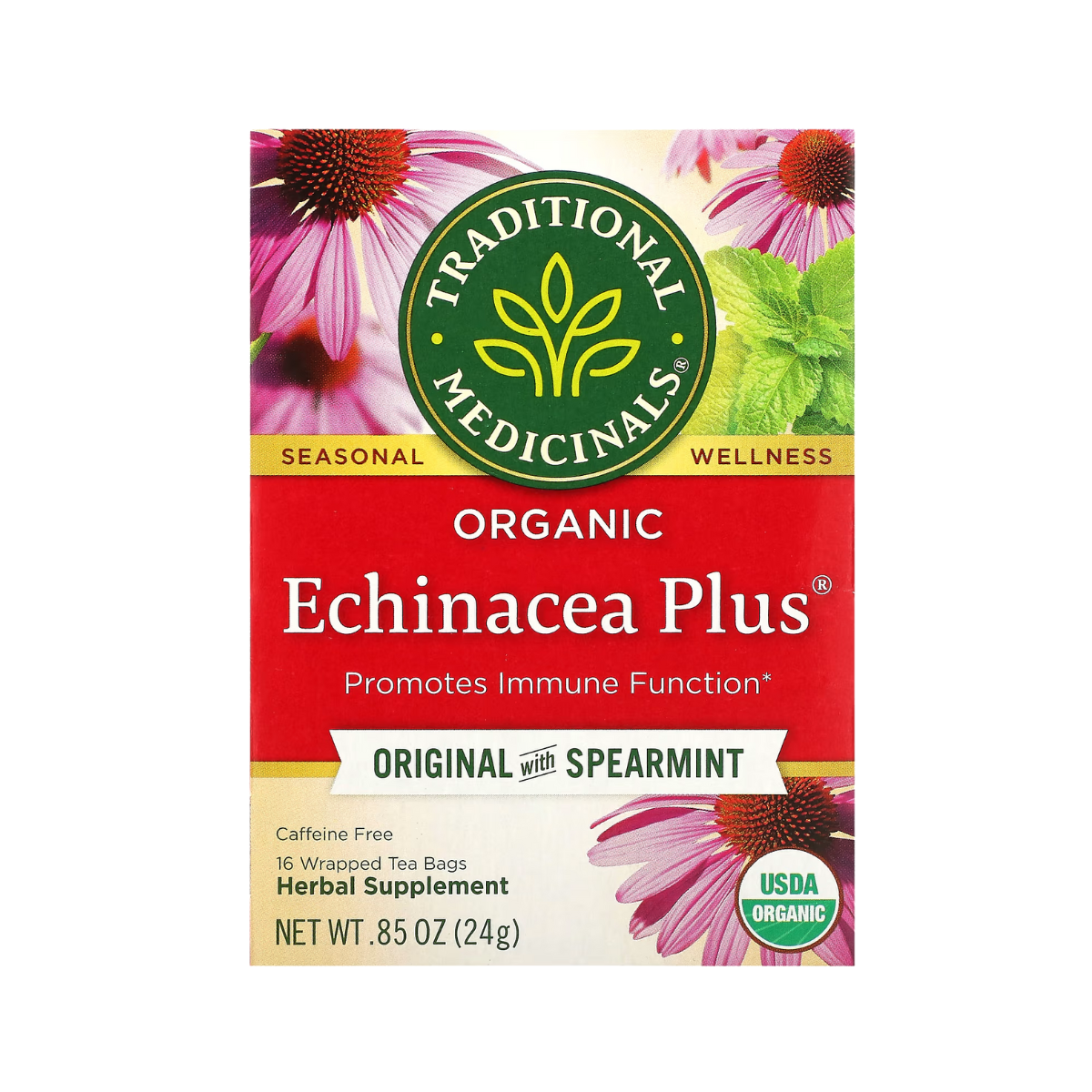 Traditional Medicinals Organic Echinacea Plus Original with Spearmint Tea 16 count