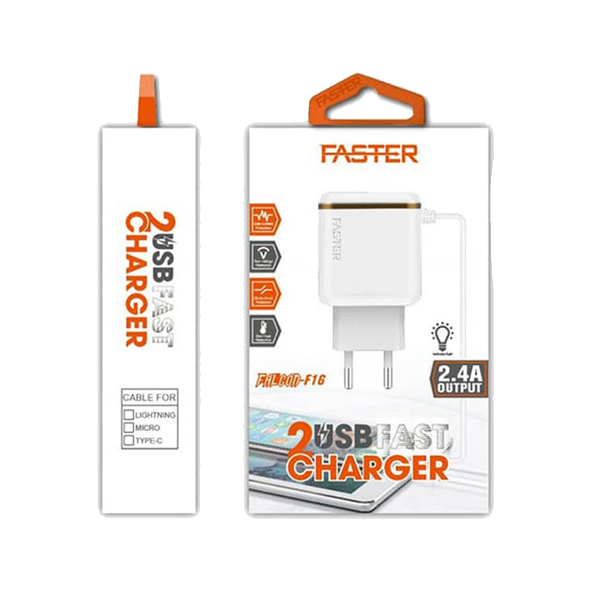 Faster 2USB Fast Charger Falcon-F16 TYPE-C