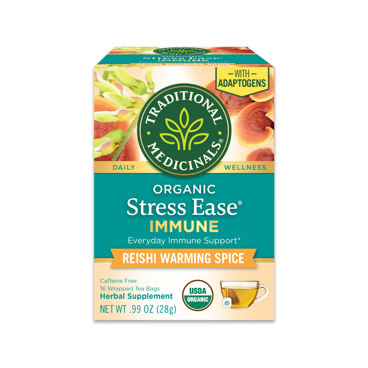 Traditional Medicinals Organic Reishi Warming Spice Stress Ease Immune Tea 16 count