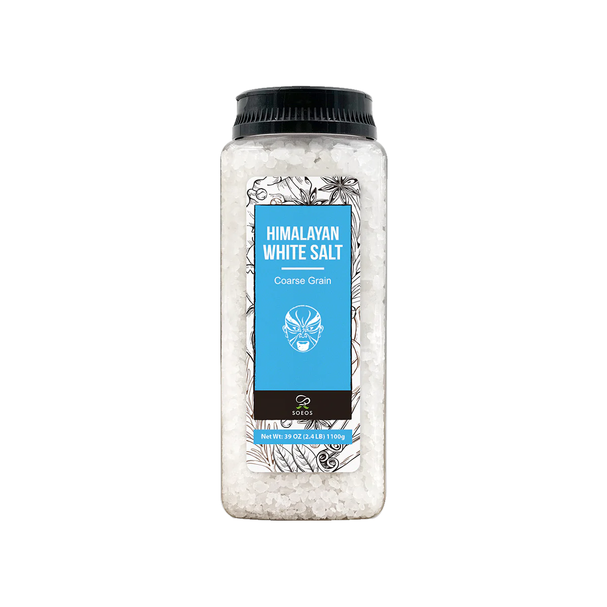 Soeos Himalayan White Salt - Coarse Grain - Case of 16 - 39 oz - 2.4 Pound