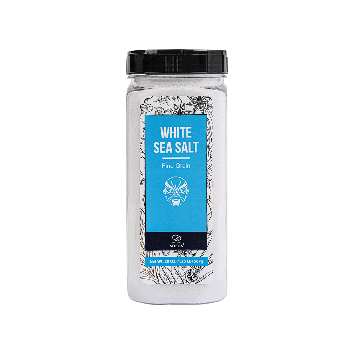Soeos White Sea Salt - Coarse Grain - 20 oz (1.25 Pound)