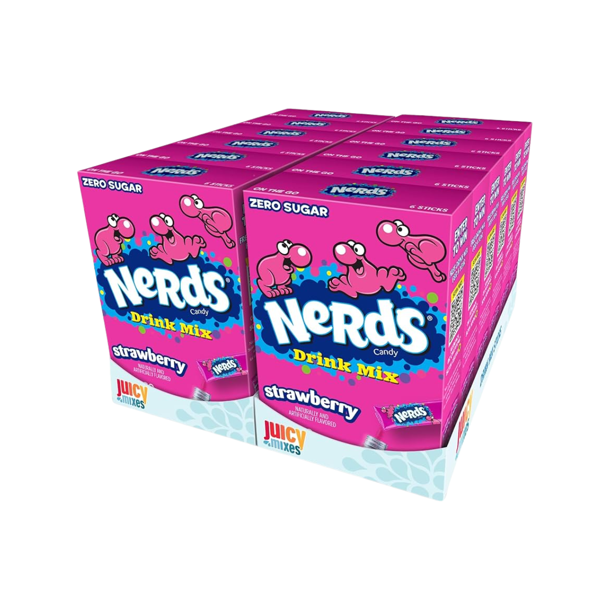 Juicy Mixes Nerds, Strawberry – Powder Drink Mix, Delicious hydration, 12 boxes Makes 72 drinks