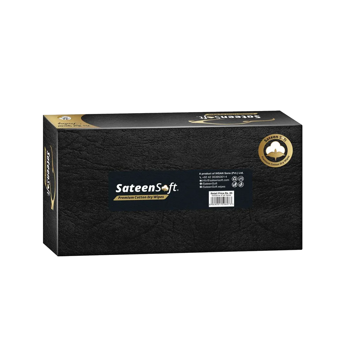 Sateen Soft Premium Executive Black Tissue Box