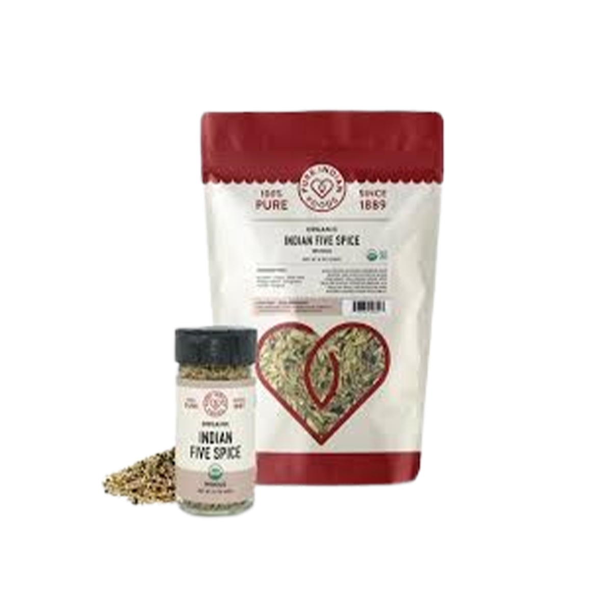 Pure Indian Foods Indian Five Spice Blend (Panch Phoron), Certified Organic - Whole Seasoning Blend Glass Jar - Case of 12 - 2.2 oz