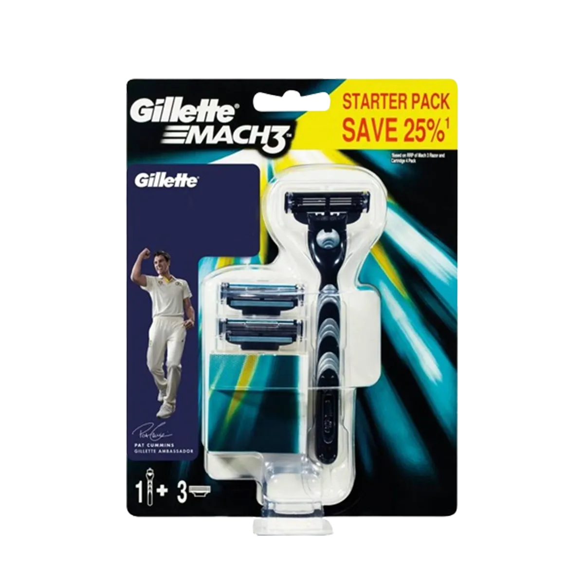 Gillette Mach3 Base Razor Plus 2 Blades 3 Pack