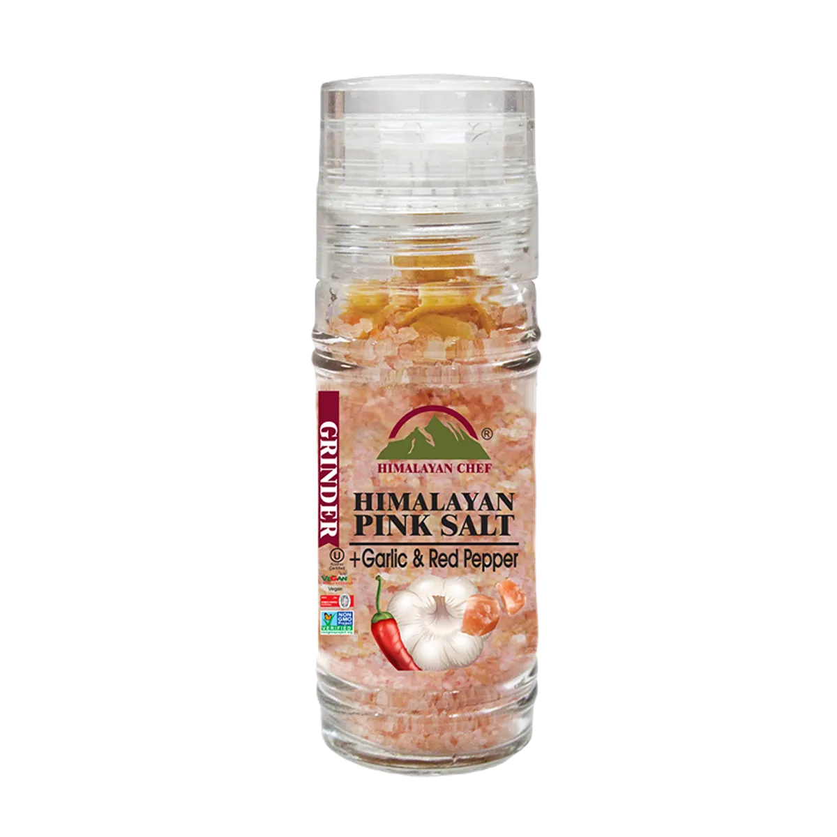 Himalayan Pink Salt Garlic & Red Pepper Grinder 100g