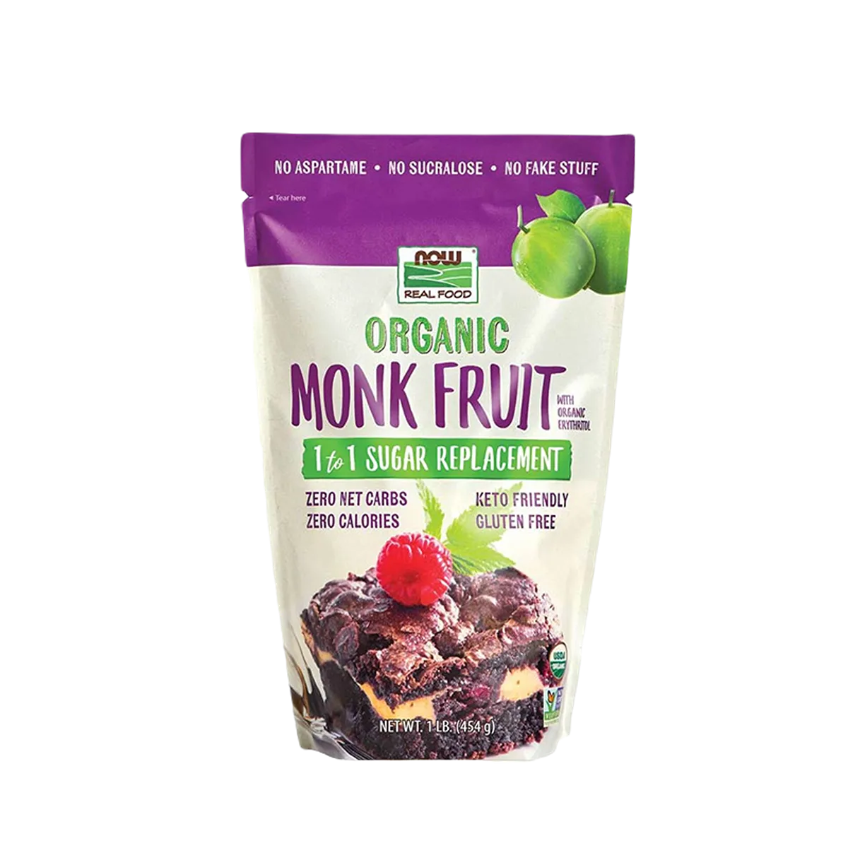 Now Monk Fruit With Erythritol Organic Powder 454g