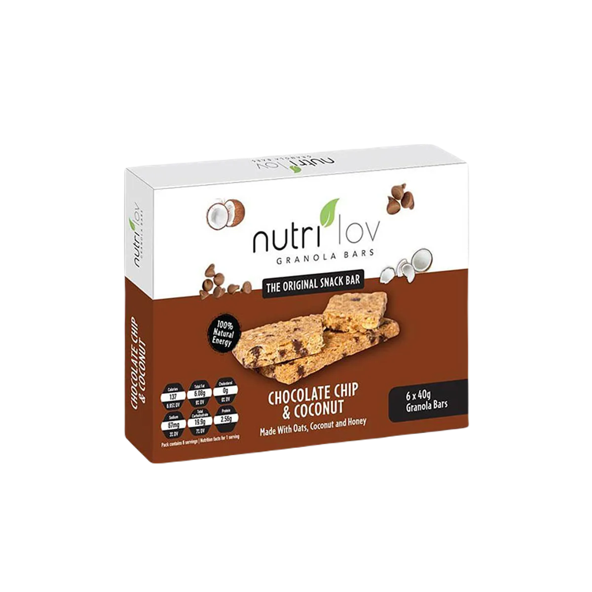 Nutrilove Snack Bar Choco Chip Coconut 6 Pack