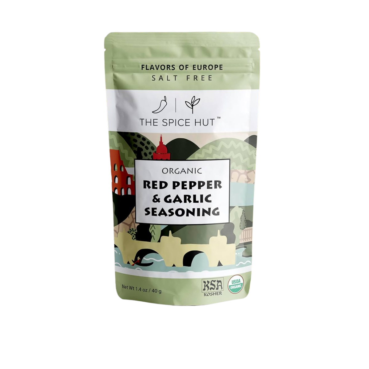 The Spice Hut, Organic Red Pepper Garlic Seasoning, Case of 6 Pouches, 1.4 Ounces / Pouch