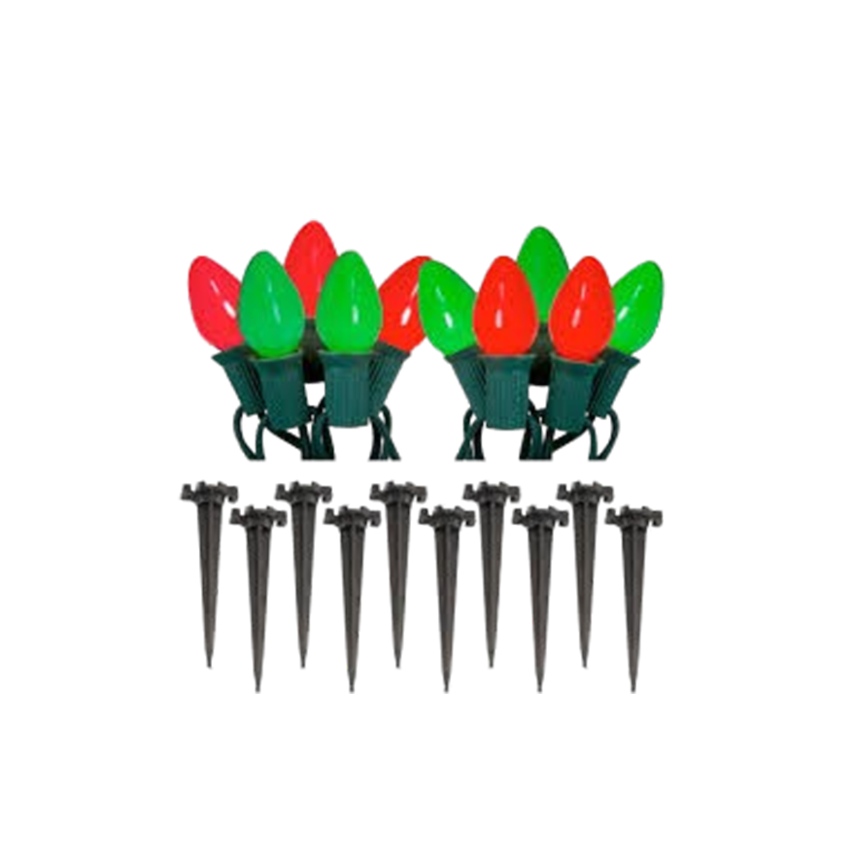 LumaBase Electric Pathway Lights With 10 Red and Green Bulbs, 360" x 1" x 8"