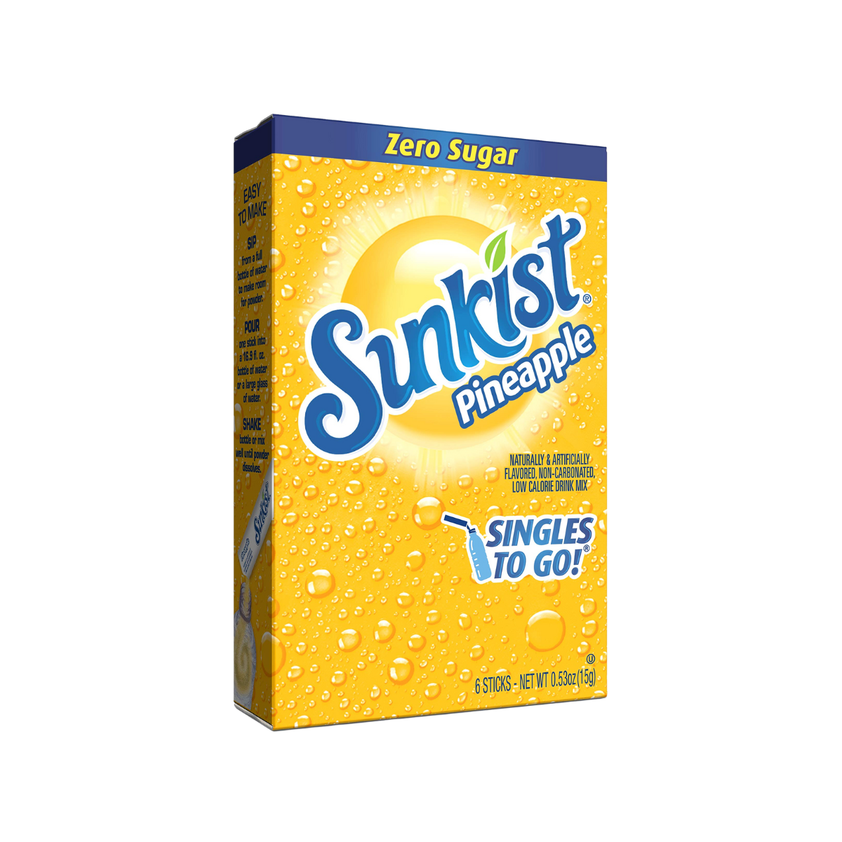 Sunkist Soda Pineapple Singles To Go Drink Mix, 0.53 OZ, 6 Count