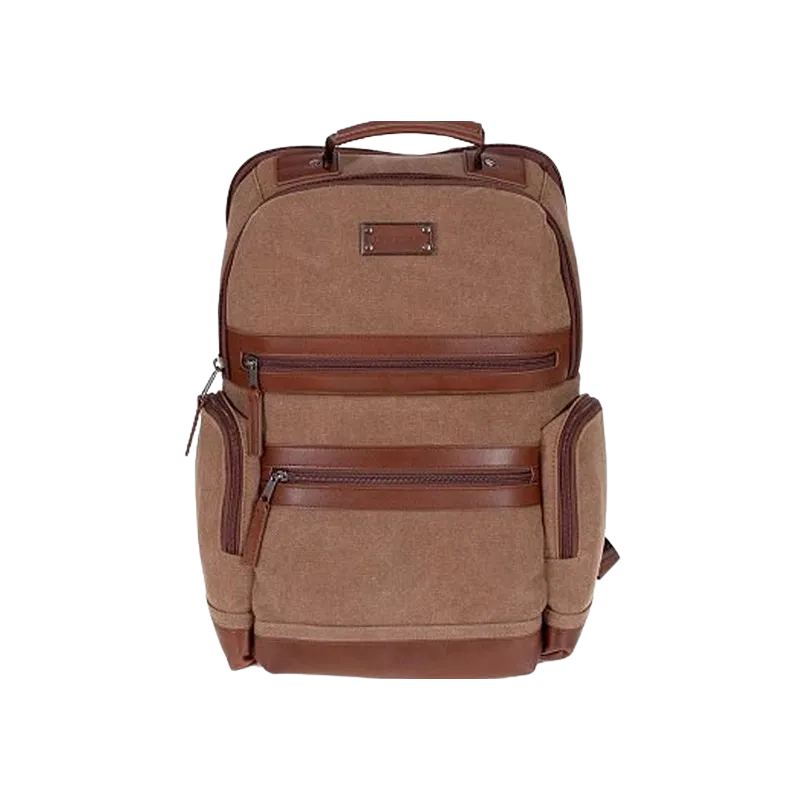 Renwick Business Backpack With Genuine Leather Trim Brown