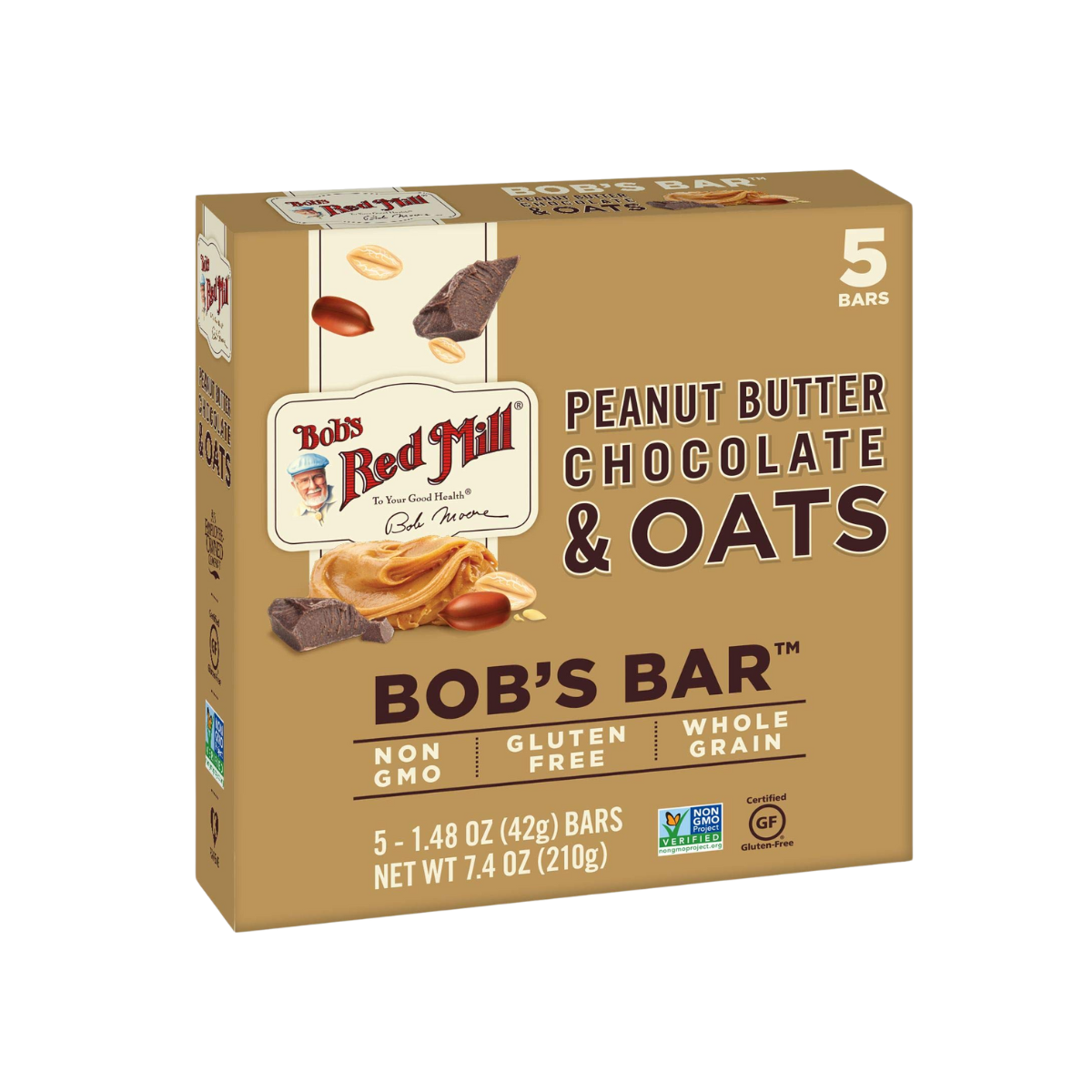 Bob's Red Mill, Peanut Butter Chocolate And Oats Bar, Case Of 6, 7.4 oz