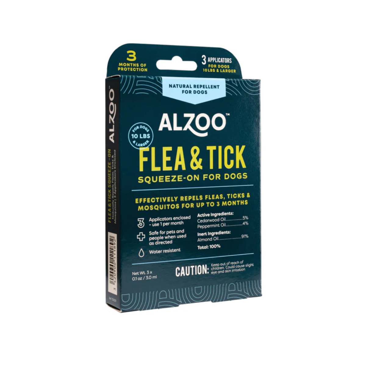 ALZOO Plant Based Flea & Tick Squeeze-On for Dogs - Case of 12 - 3 ml pack