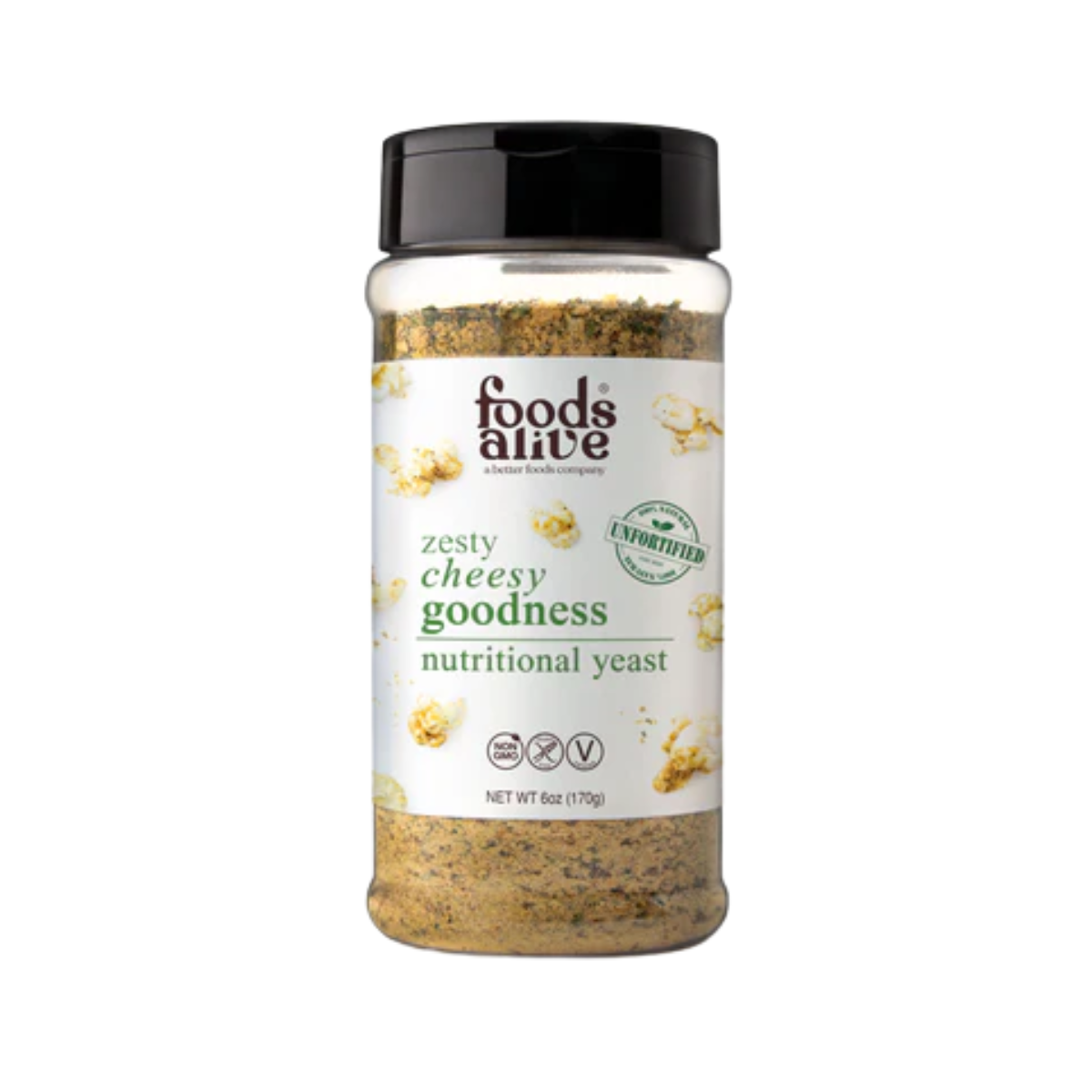 Foods Alive Zesty Cheesy Nutritional Yeast Shaker Jar Case of 6 - 6 oz