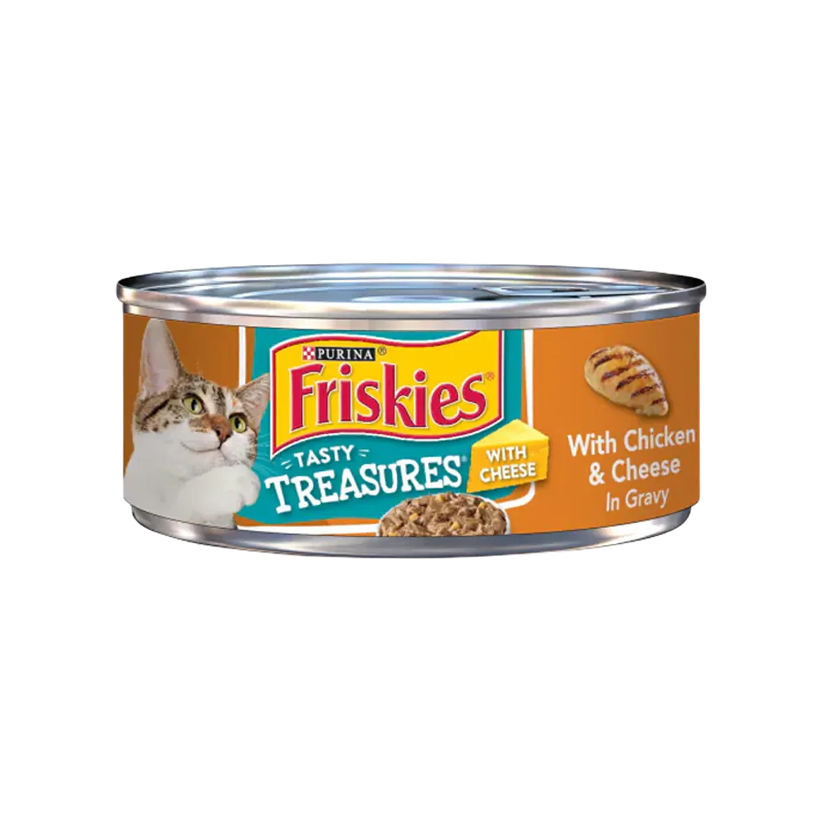 Friskies Tasty Treasures Cat Food Tin Chicken & Cheese In