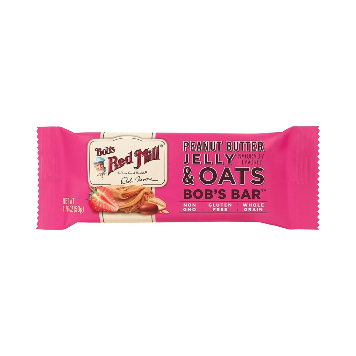 Bob's Red Mill, Bob's Bar Peanut Butter and Jelly Oats Bar, Case Of 12, 1.76 oz