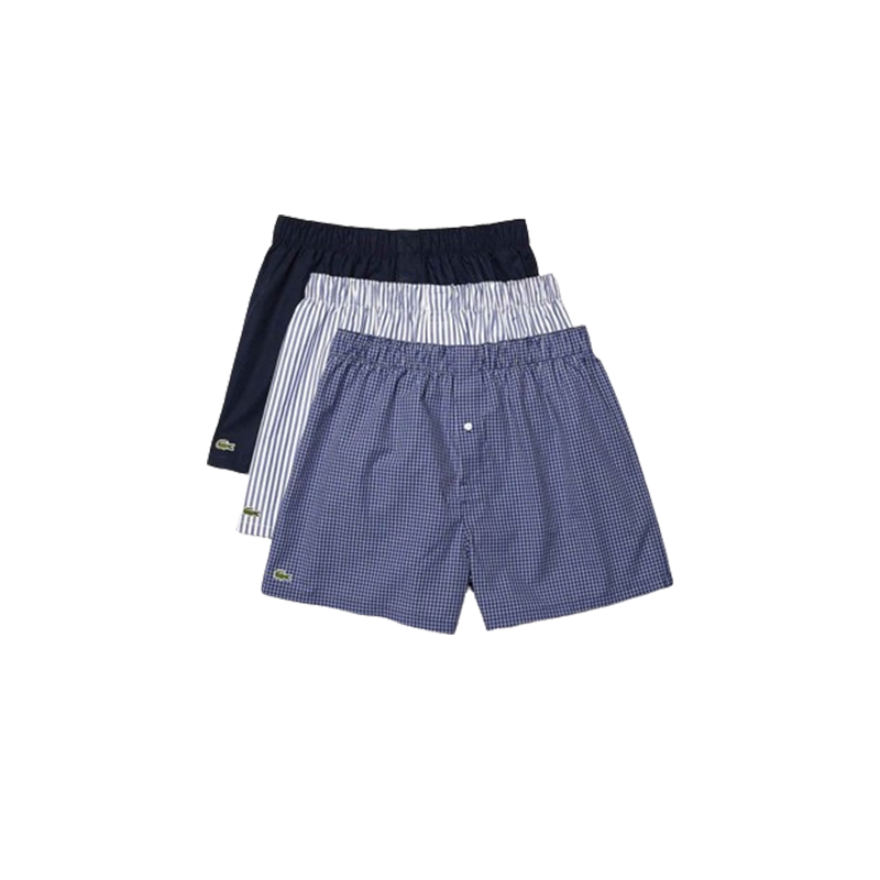 The Collection 3 Pack Navy Striped And Checked Woven Boxers