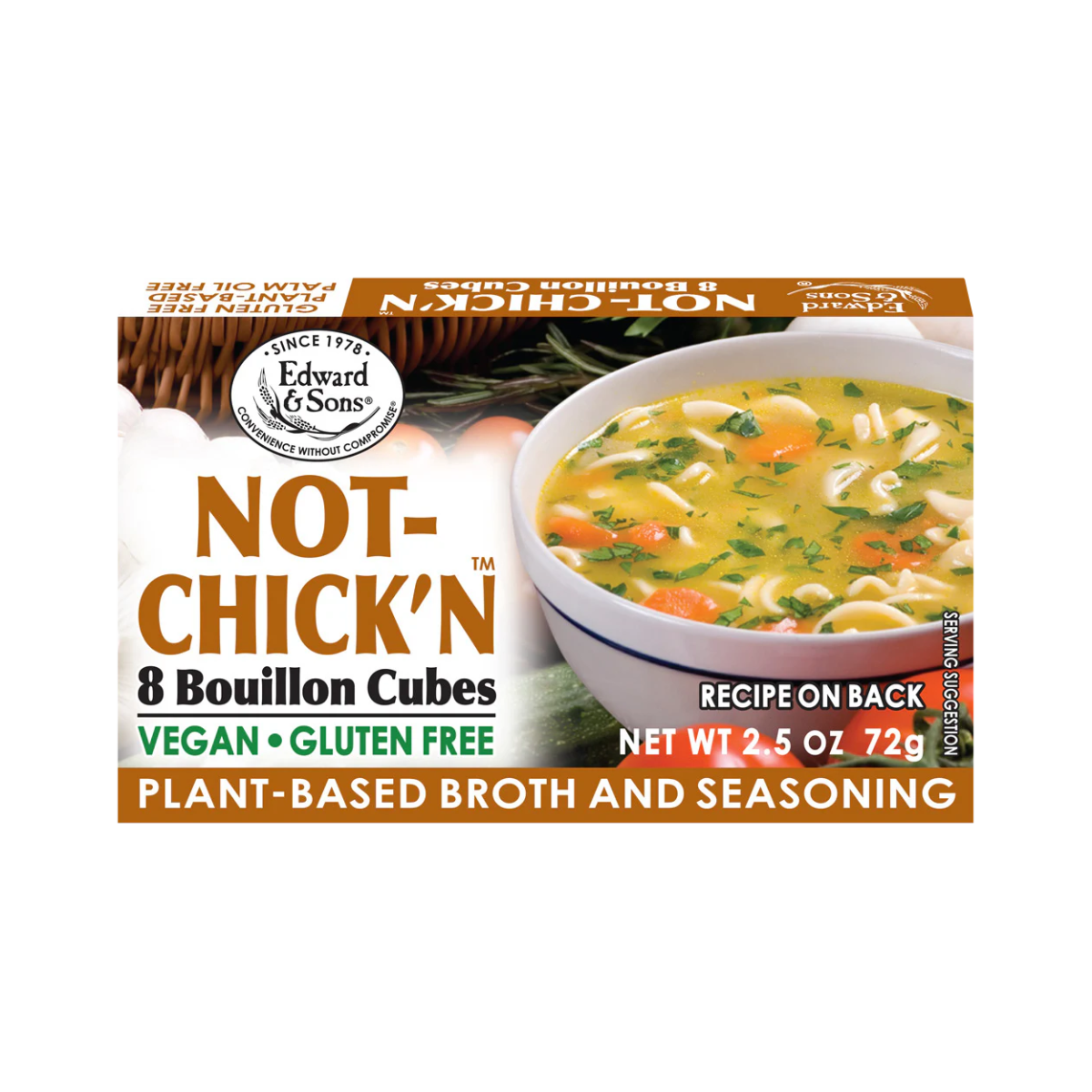 Edward & Sons, Not Chick'N Bouillon Cubes, Case Of 12, 2.5 oz