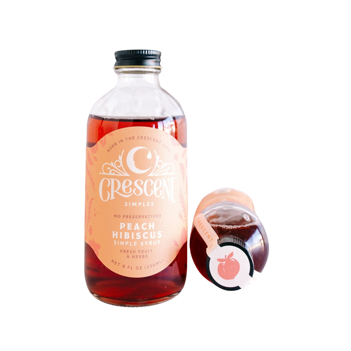 Crescent Simples, Peach Hibiscus Simple Syrup - Case of 6 - 8 FL OZ
