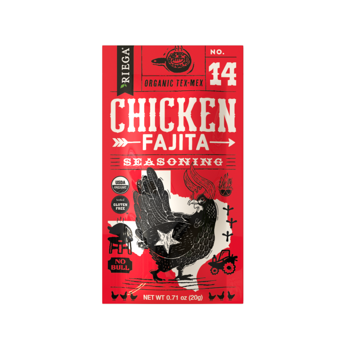 Riega Foods, Organic Chicken Fajita Seasoning Mix, Case Of 8, .71 oz