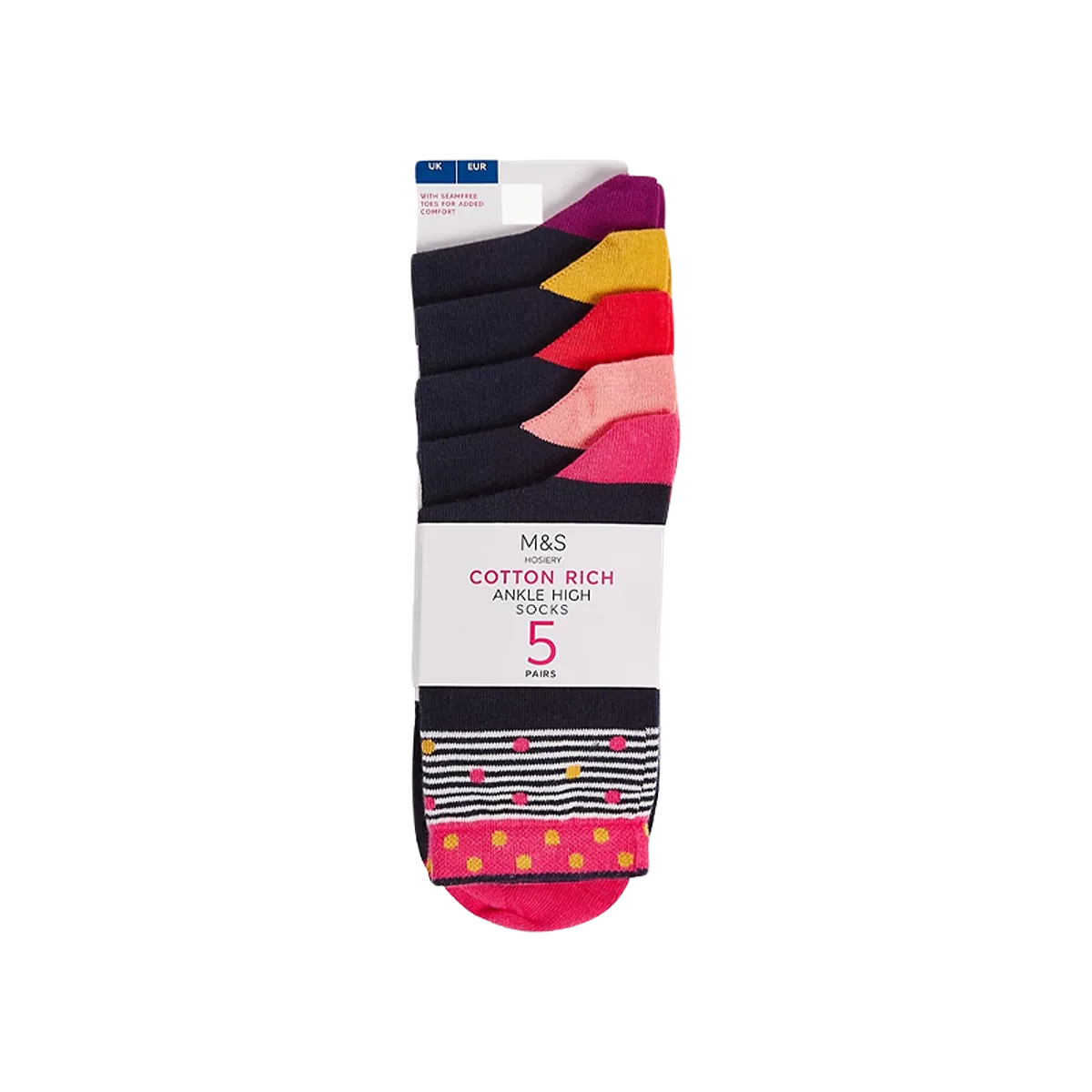 Marks & Spencer 5Pair Cotton Rich Ankle High Socks 3-5