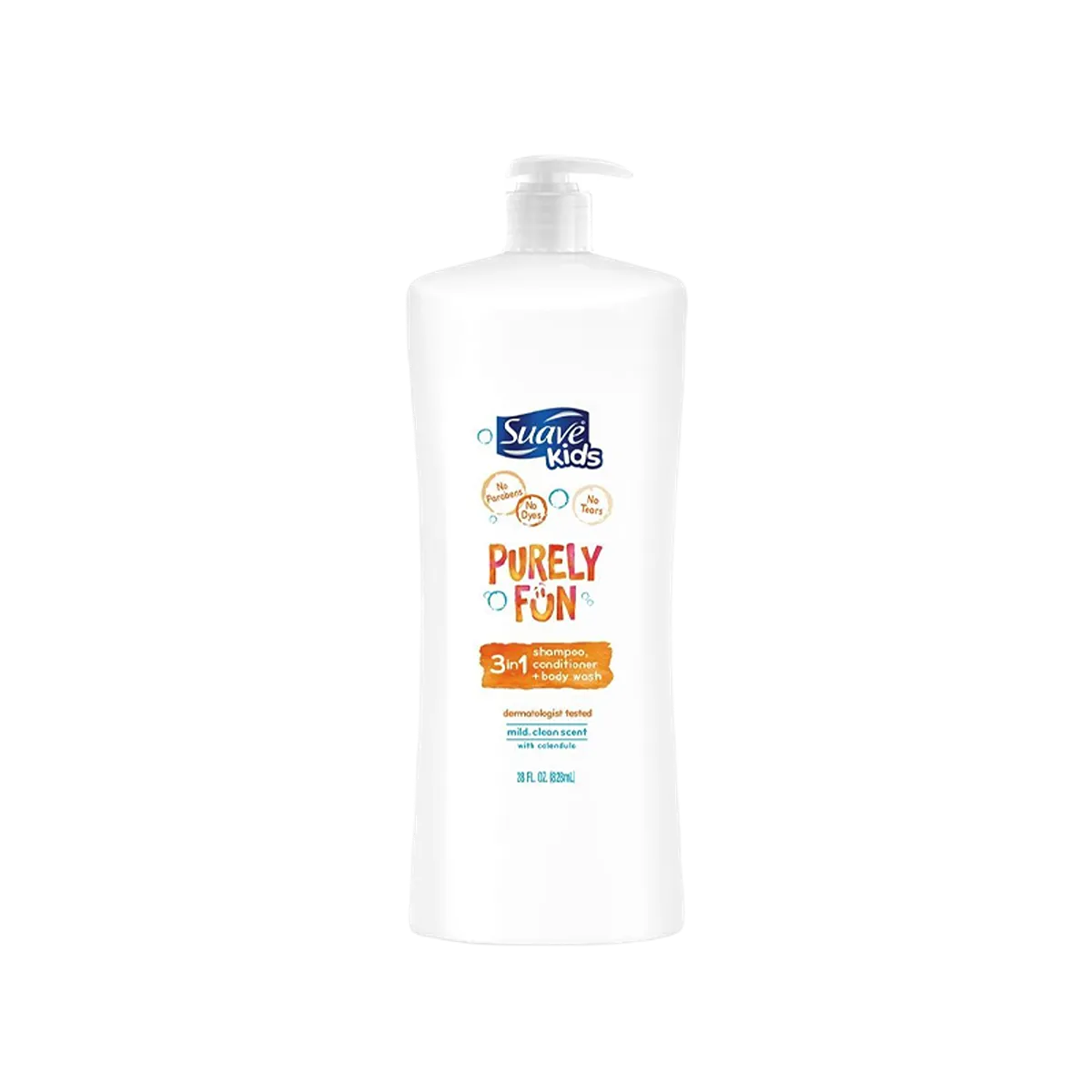 Suave Kids 3 in 1 Shampoo Conditioner Body Wash, Purely