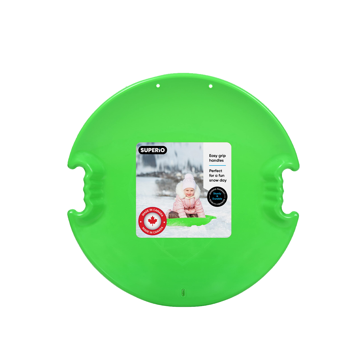 Superio Brand - Round Snow Saucer Sled - Green 26" - 1 Pc