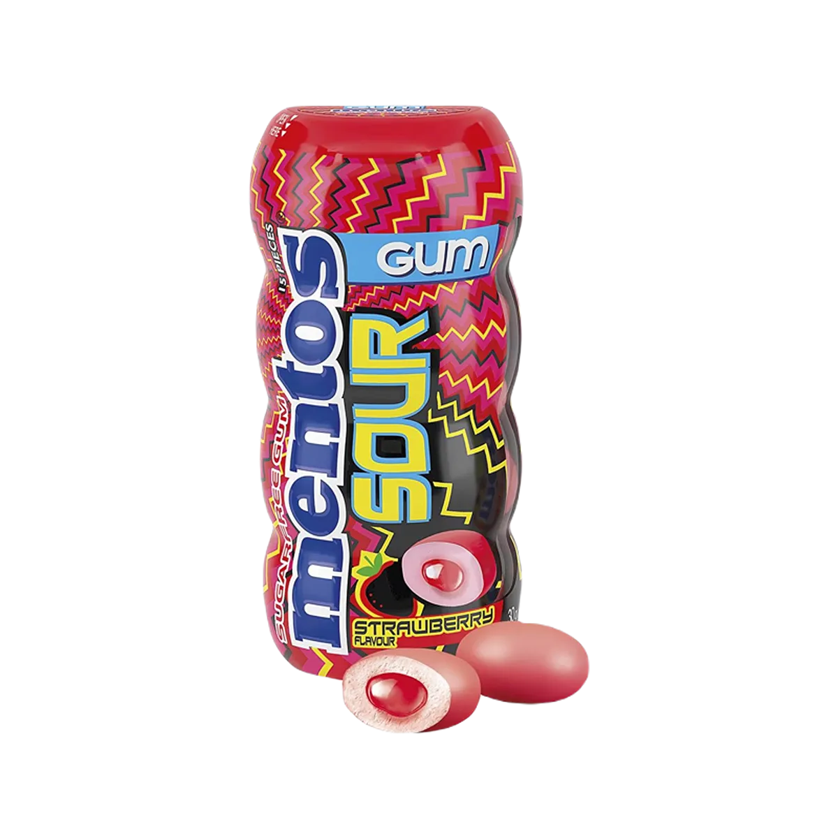 Mentos Sour Gum Strawberry Flavour 30g