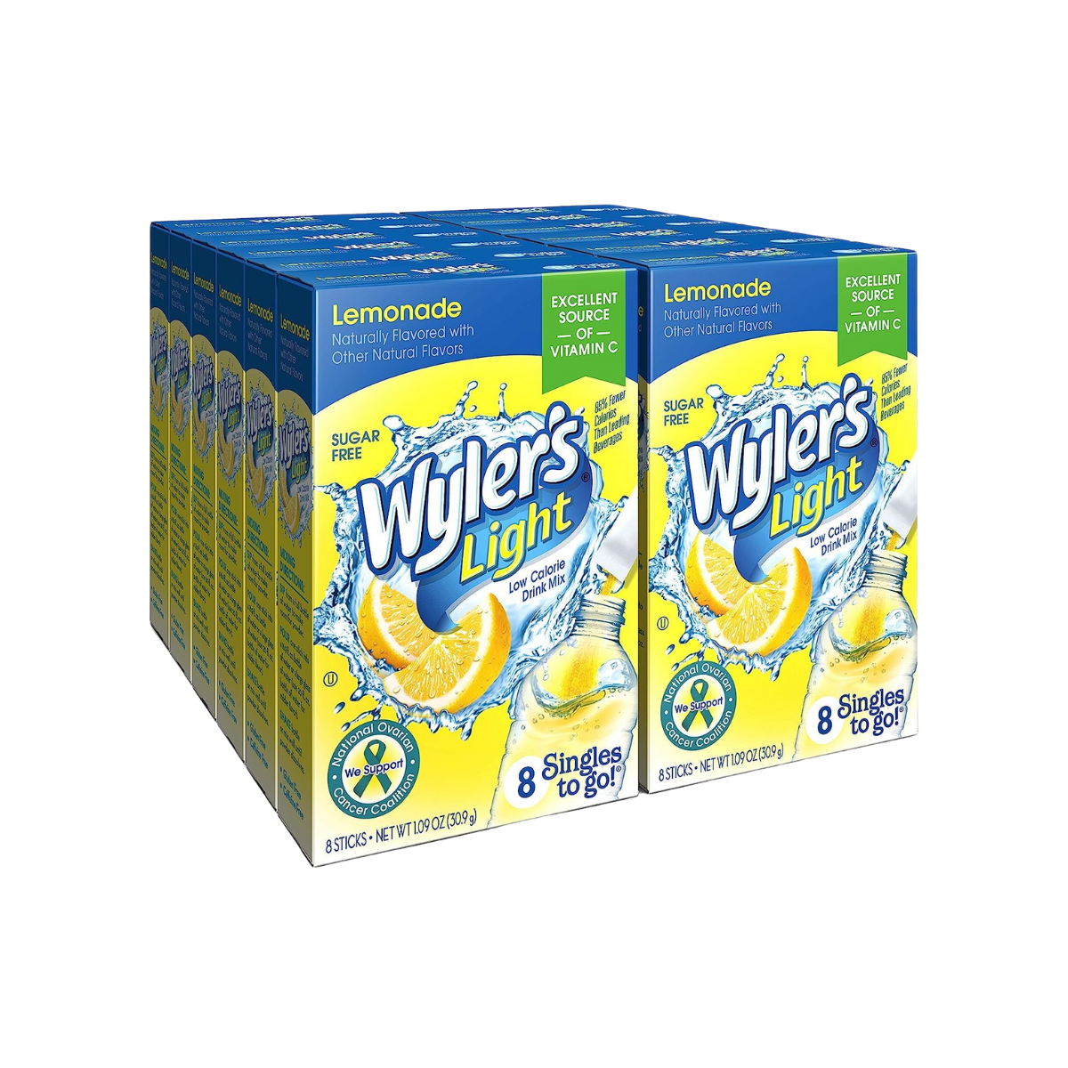 Wyler's Light Singles To Go Powder Packets, Water Drink Mix, Lemonade, 12 Boxes, 8 Servings per Box, 96