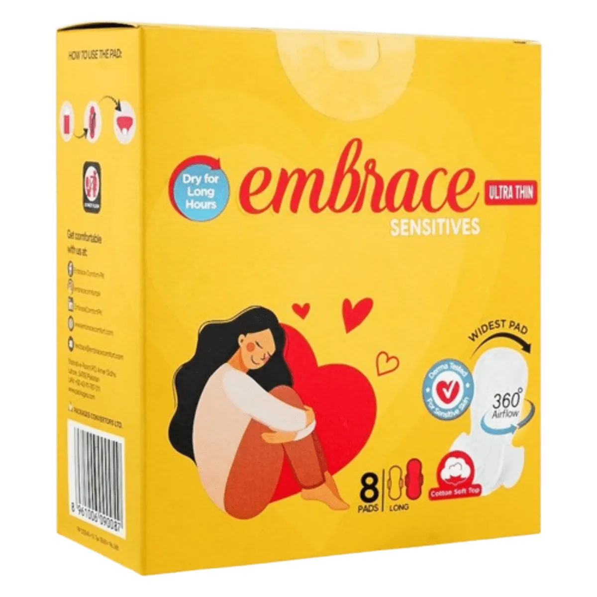 Embrace Pads Sensitive Maxi Ultra Thin Extra Long 8 Pcs