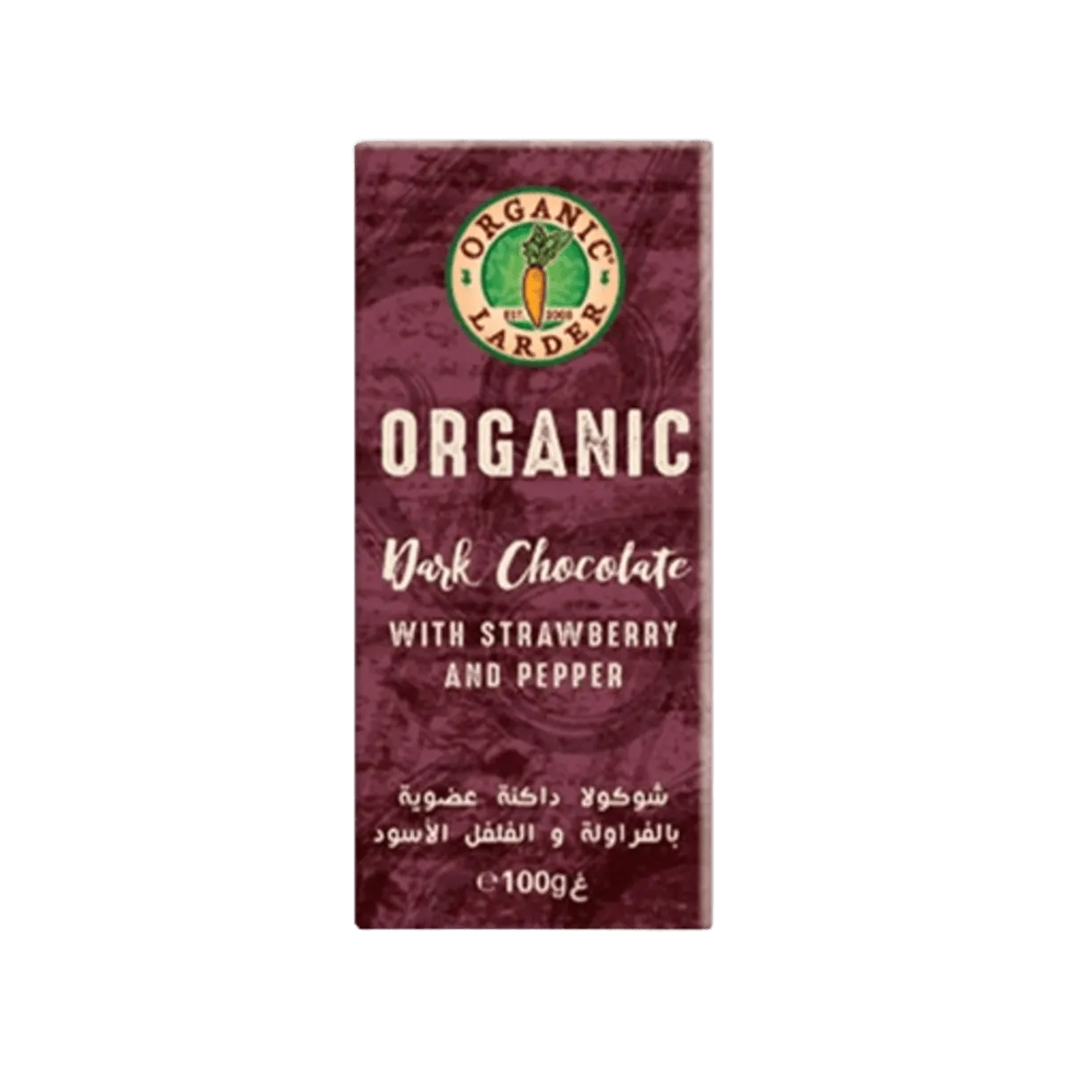 Organic Larder Dark Chocolate with Strawberry Papper 100g