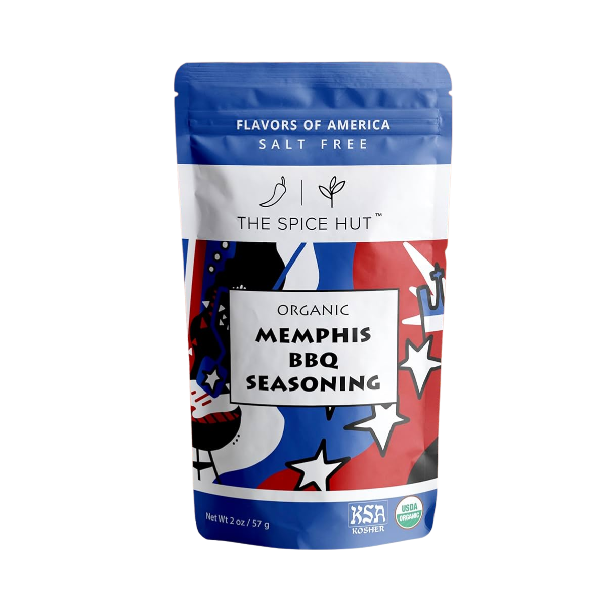 The Spice Hut, Organic Memphis BBQ Seasoning, Case of 6 Pouches, 2 Ounces / Pouch